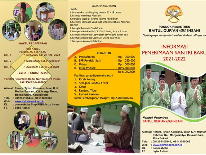 Telah Dibuka PPDB Baitul Quran Astra Insani 2021/2022